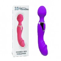 20 Function Double Ended Wand Massager, Silicone, PURPLE, BOTH ENDS INDEPENDENTLY VIBRATE 